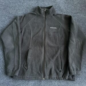 Columbia Jacket Mens XL Black Fleece Full Zip Stand Collar Outdoor Hiking